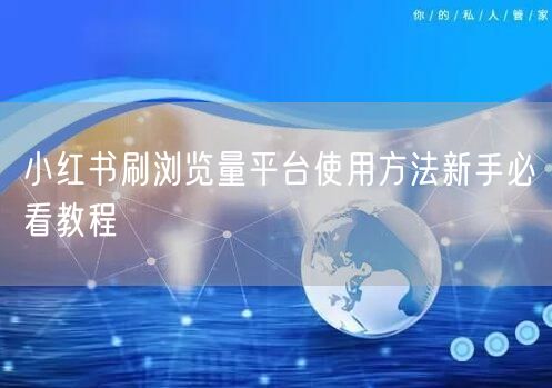 小红书刷浏览量平台使用方法新手必看教程