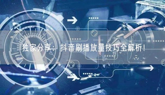 独家分享:抖音刷播放量技巧全解析!
