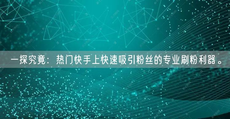一探究竟:热门快手上快速吸引粉丝的专业刷粉利器。