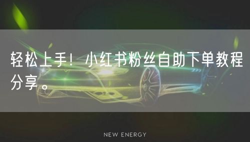 轻松上手！小红书粉丝自助下单教程分享。