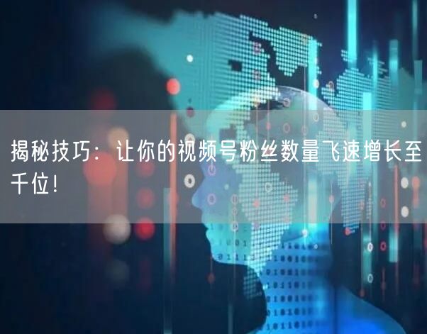 揭秘技巧:让你的视频号粉丝数量飞速增长至千位!
