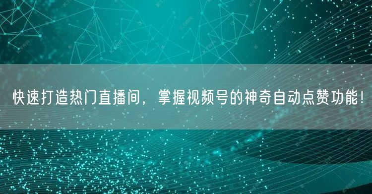 快速打造热门直播间，掌握视频号的神奇自动点赞功能！